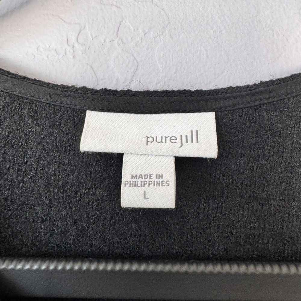 PureJill J.Jill Large Black Textured Wool Blend Zipper Jacket Cardigan Coat - Picture 3 of 6